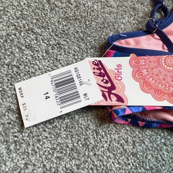 Hobie Girls Swimsuit 2pc Pink Purple Size 14 NWT - Picture 6 of 6